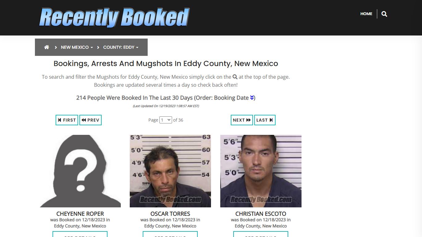 Bookings, Arrests and Mugshots in Eddy County, New Mexico - Recently Booked